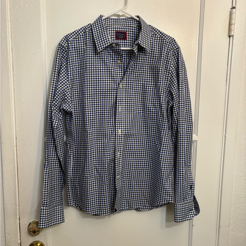 UNTUCKit Navy and White Checkered Shirt